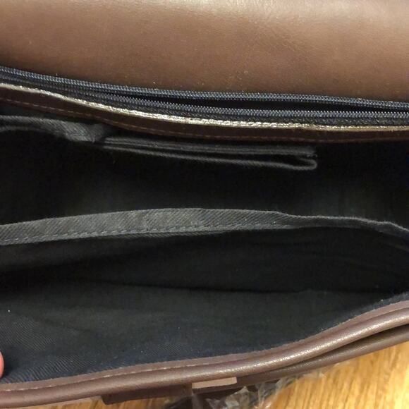 Large Dark Brown Crossbody Bag in Dark Brown Mocca Sense of Function by America - Picture 12 of 14